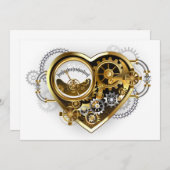 Save The Date Steampunk Heart with a Manometer (Devant / Derrière)