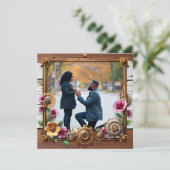 Save The Date Steampunk Mariage personnalisé en métal et en bois (Debout devant)