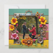 Save The Date Steampunk Metal Floral Mariage personnalisé (Devant)