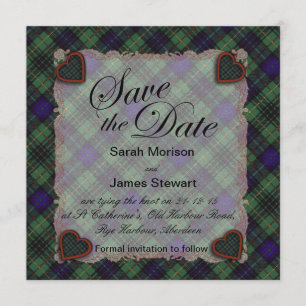Save The Date Stewart Hunting Scottish clan tartan - Plaid