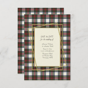 Save The Date Stewart Robe Tartan Moderne Avec Cadre Or