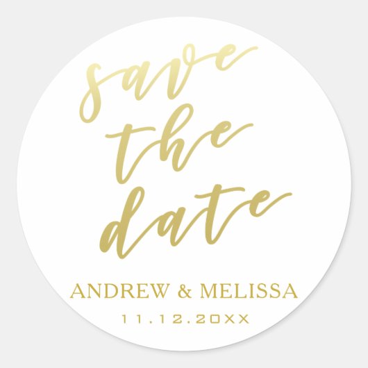 Save the date | Sticker Mariage de script or (Devant)