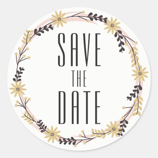 Save the Date Sticker - Rustiek (Voorkant)
