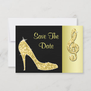 Save The Date Stiletto Doré & Clé de Sol 55ème Enregistrer la Da