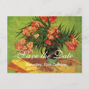 Save the date. Stilleven Vaas met Oleanders en Aankondigingskaart