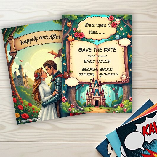 Save The Date Storybook Forest Woodland Castle Fairytale Wedding