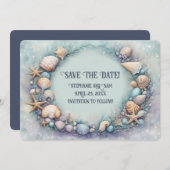 Save the Date Strand Schelpenkrans Uitnodiging (Voorkant / Achterkant)