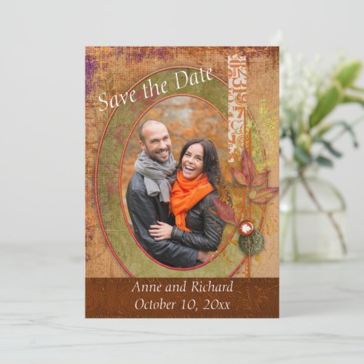 Save The Date Striking Mariage de automne Photo Enregistrer la d (Debout devant)
