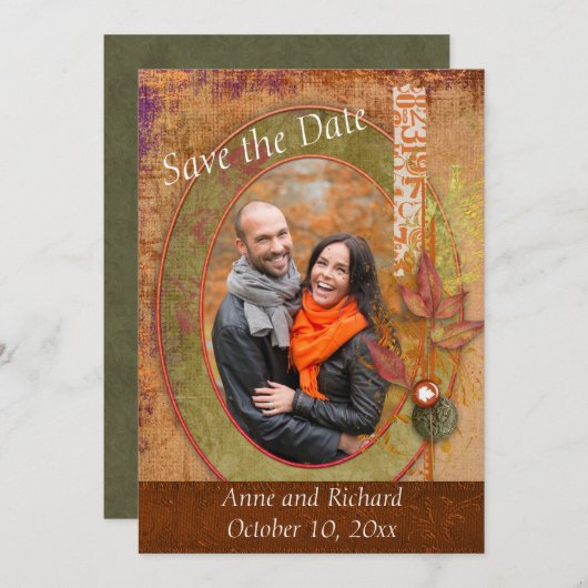 Save The Date Striking Mariage de automne Photo Enregistrer la d (Devant / Derrière)