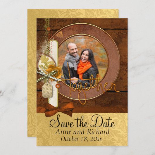 Save The Date Striking Mariage de automne Photo Enregistrer la d (Devant / Derrière)