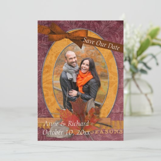 Save The Date Striking Mariage de automne Photo Enregistrer la d (Debout devant)