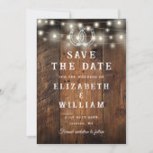 Save The Date String Lights Barn Wood Photo Western Wedding  (Devant)
