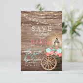 Save the Date - String Lights, Barrel- Teal, Coral (Debout devant)