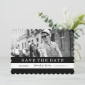 SAVE THE DATE STRIPES CHIC NOIR ET BLANC ENREGISTRER LA DATE (Debout devant)