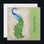 Save The Date Style Art Déco Peacock Lime Vert Vintage dentelle<br><div class="desc">PALETTE DE COULEUR : vert citron, crème, bronze, bleu aqua, bleu royal, vert, violet et or. COLLECTION DE DESIGN : Il s'agit d'une correspondance Enregistrer l'annonce de date qui coordonne avec la suite de faire-part de mariage du même nom. Cette oeuvre est un mélange d'aquarelles flambant neuves d'Audrey Jeanne Roberts...</div>