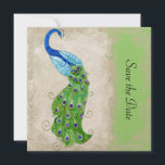 Save The Date Style Art Déco Peacock Lime Vert Vintage dentelle<br><div class="desc">PALETTE DE COULEUR : vert citron, crème, bronze, bleu aqua, bleu royal, vert, violet et or. COLLECTION DE DESIGN : Il s'agit d'une correspondance Enregistrer l'annonce de date qui coordonne avec la suite de faire-part de mariage du même nom. Cette oeuvre est un mélange d'aquarelles flambant neuves d'Audrey Jeanne Roberts...</div>