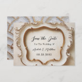 Save The Date Style baroque de luxe Mariage or blanc (Devant / Derrière)