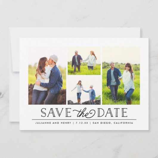 Save The Date Style blanc 4 photo Enregistrer la date (Devant)