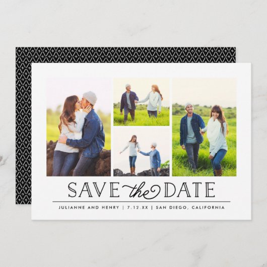 Save The Date Style blanc 4 photo Enregistrer la date (Devant / Derrière)