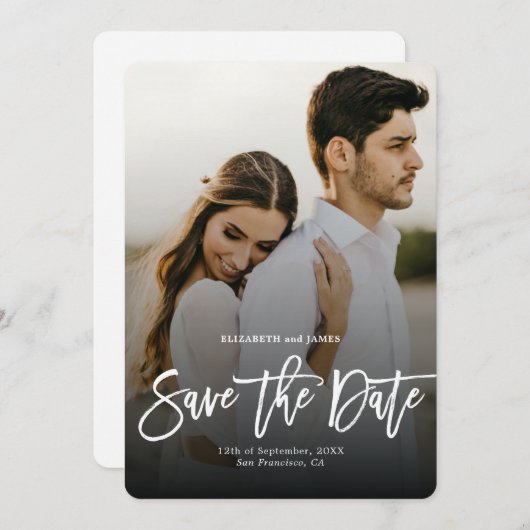 Save The Date Style Bohème Script Enregistrer La Date Photo (Devant / Derrière)