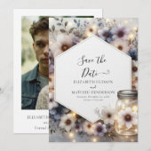 Save The Date Style Botanique Mason Jar Mariage (Devant / Derrière)