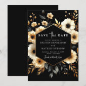 Save The Date Style Botanique Or et Mariage noir (Devant / Derrière)