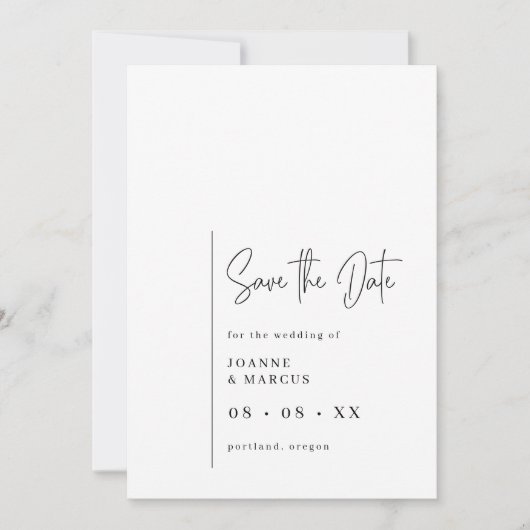 Save The Date Style chic noir & blanc photo et code QR (Devant)