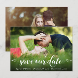 Save The Date Style Coeur Chic Script manuscrit Moderne 2 Photo