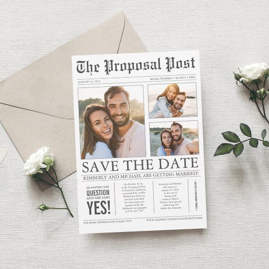 Save The Date Style de journal amusant 3 photos Enregistrer la d