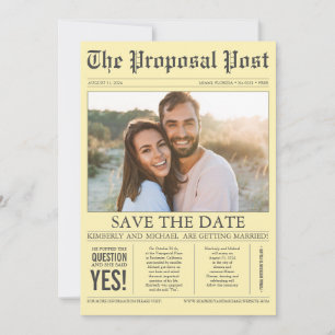Save The Date Style de journal amusant Jaune Enregistrer la date