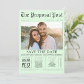 Save The Date Style de journal Mint vert Enregistrer la date Pho (Debout devant)