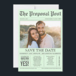 Save The Date Style de journal Mint vert Enregistrer la date Pho<br><div class="desc">Nouvelles supplémentaires ! Style journal drôle et unique enregistrer la date carte photo.</div>