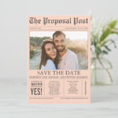 Save The Date Style de journal Peach Blush Enregistrer la date P (Debout devant)