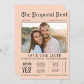 Save The Date Style de journal Peach Blush Enregistrer la date P (Devant / Derrière)