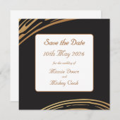 Save The Date Style élégant noir et or (Devant / Derrière)