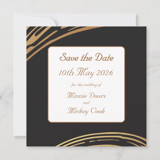Save The Date Style élégant noir et or (Devant)