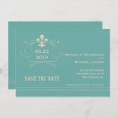 Save The Date Style Élégant Rétro Fleur de Lis Enregistrez la Da (Devant / Derrière)
