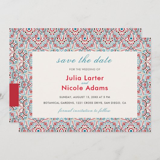 Save The Date Style géométrique Étincelles Mariage métallique en (Devant / Derrière)