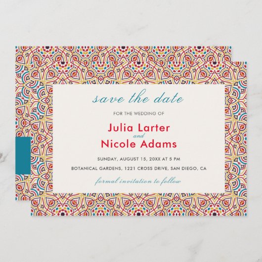 Save The Date Style géométrique Étincelles Mariage métallique en (Devant / Derrière)