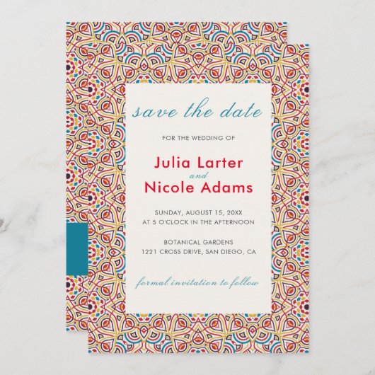 Save The Date Style géométrique Étincelles Mariage métallique en (Devant / Derrière)