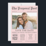 Save The Date Style journal amusant rose Enregistrer la date Pho<br><div class="desc">Nouvelles supplémentaires ! Style journal drôle et unique enregistrer la date carte photo.</div>