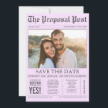 Save The Date Style journal clair violet Enregistrer la date Pho<br><div class="desc">Nouvelles supplémentaires ! Style journal drôle et unique enregistrer la date carte photo.</div>