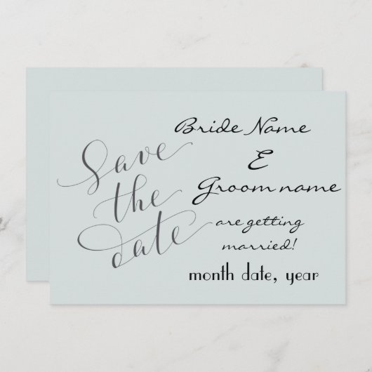 Save The Date Style moderne avec bleu Enregistrer la date Annonc (Devant / Derrière)