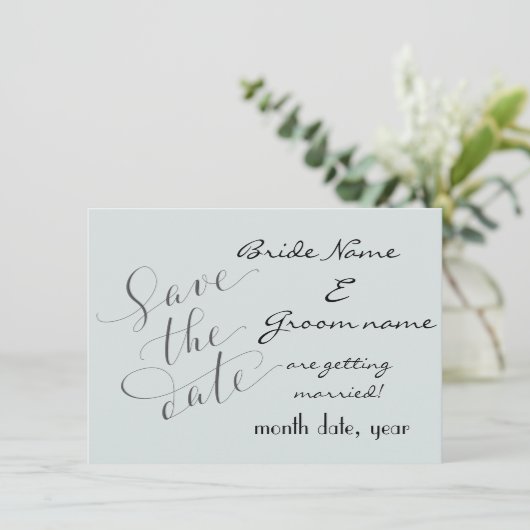 Save The Date Style moderne avec bleu Enregistrer la date Annonc (Debout devant)