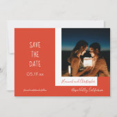 Save The Date Style moderne chic rouge photo simple Mariage (Devant)