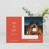 Save The Date Style moderne chic rouge photo simple Mariage (Debout devant)