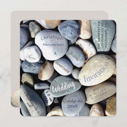 Save The Date Style moderne Rustic Pebbles Mariage nature (Devant / Derrière)
