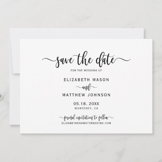 Save The Date Style moderne typographie Script Un Mariage photo (Dos)
