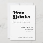 Save The Date Style rétro noir & blanc Boissons gratuites (Devant)