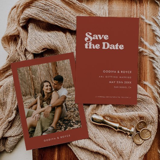 Save The Date Style rétro Terracotta Photo